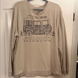 NATURAL LIFE Cream Graphic Crewneck Sweater